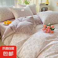 水洗棉四件套100%非全棉小清新少女風(fēng)床單被罩家用學(xué)生宿舍三套件 花夢 【親膚裸睡/A類母嬰級】 1.2m三件套 床單款 /被套150*200cm