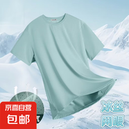 夏季冰絲短袖T恤男透氣速干衣冰感大碼運動沙灘速干上衣GG網(wǎng)眼T 綠色 XL