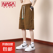 NASA BASE夏季薄款美式潮牌五分褲加肥大碼胖子純棉寬松工裝短褲 JYF-K302棕色 3XL