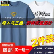 啄木鳥5件純棉短袖t恤男青年大碼寬松印花體恤圓領(lǐng)打底衫衣服半袖 超人霧藍+項鏈白 3XL 建議【150-165斤】