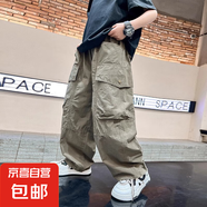 男童工裝褲2025新款褲子炸街夏日款中大兒童夏裝休閑褲夏季韓系潮 咖啡色 140
