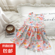 新款童裝連衣裙女童棉綢裙子公主裙背心裙女寶寶家居睡裙批發(fā) 7191棉綢裙油畫彩花 150 cm