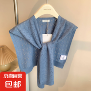 坎肩夏季薄款針織小披肩女空調(diào)房外搭氣質(zhì)假領(lǐng)搭肩圍脖配裙子保暖 kj-006藍(lán)灰會(huì)