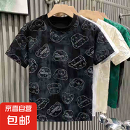歐貨時尚潮牌夏季新款小熊印花短袖T恤男圓領(lǐng)半袖青年潮流體恤MB 黑色 M