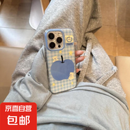 藍色底蘋果適用于IPHONE16PROMAX手機殼可愛蘋果15/14/13防摔12套 透白-BXSB725藍白格紋蘋果+高清鋼化膜1張 IPHONE6S透明殼無圖案