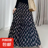女裝新款夏季法式碎花半身裙長(zhǎng)裙顯高顯瘦洋氣百搭均碼A字型藍(lán)色 黑色 M 均碼