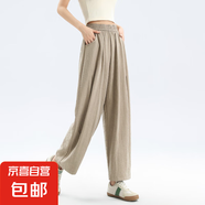 韓系奶奶褲女2025新款薄款腰休閑松緊腰高級(jí)感小個(gè)子奶芙哈倫褲 卡其-小個(gè)子款 L