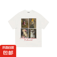 PIRKADAT美式復古高街趣味四宮格油畫(huà)小狗戶(hù)外運動(dòng)寬松休閑舒適短 白色 XL