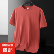 潮牌夏季純色圓領(lǐng)短袖t恤男寬松大碼百搭韓版上衣打底衫半袖體恤 九號(hào)-140短袖磚紅 高質(zhì)量跑量款 M （建議80-105斤以內(nèi)）