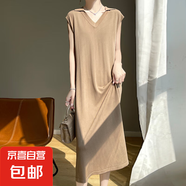 設(shè)計(jì)感POLO領(lǐng)針織無(wú)袖連衣裙女夏季寬松顯瘦慵懶風(fēng)長(zhǎng)裙/RT1105-X 咖色 L