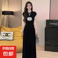 新款中式氣質(zhì)修身套裝時(shí)尚連衣裙2025夏季新款法式氣質(zhì)長(zhǎng)裙6741 黑色 XL 【120-130斤】