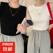夏季內(nèi)搭寬肩無袖上衣外穿高級(jí)感新款坎肩馬甲潮流百搭打底背心女 K11-黑色+白色 L 建議95-110斤