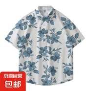 夏威夷沙灘花襯衫短袖男士寬松ins港風(fēng)日系復(fù)古潮牌襯衣情侶款 C62白色 3XL