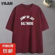 220克純棉復(fù)古潮牌男女情侶款夏季美式印花寬松短袖上衣服t恤 1017酒紅色【J0Y】 L