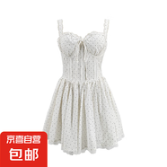 復古波點(diǎn)吊帶連衣裙女2025夏季法式設計感花邊小眾裙子后背松緊 白色 波點(diǎn) S
