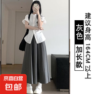 白色奶芙半身長(zhǎng)裙女2025夏季新款高腰顯瘦a字裙百褶裙百搭仙女裙 灰色-加長(zhǎng)款【錦綸面料】 M 【90-105斤】
