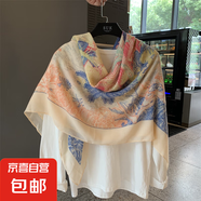 小格子亞麻圍巾女夏季2024新款防曬大方巾薄款絲巾空調(diào)房外搭披肩 mzf-012 130*130cm