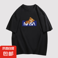 220克純棉2025新款夏印花卡通可愛男女情侶圓領(lǐng)休閑T恤短袖B701YL 黑色【3473】 L