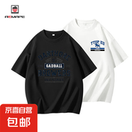 AEMAPE愛曼普男士夏季潮牌2025新款水洗做舊潮牌半袖體恤【2件】 【2件】黑色tj43/白色tj60右上 XL 建議體重：125-140斤