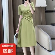 法式時(shí)髦收腰優(yōu)雅淑女風(fēng)連衣裙法式綠色收腰連衣裙94751 綠色 XL 【120-130斤】