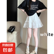 白色蕾絲短裙女2025年夏新款芭蕾風(fēng)蛋糕裙高腰a字蓬蓬半身裙 云朵白 L 建議體重110-125斤