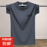 冰絲速干t恤男夏季短袖透氣休閑大碼寬松百搭半袖網(wǎng)眼涼感體恤-SL 灰色（RF勾） 5XL 【180-200斤】