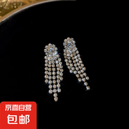 銀針鑲鉆圓形流蘇耳環(huán)輕奢高級感精致耳釘小眾歐美夸張氣質(zhì)耳飾女 銀針-銀色