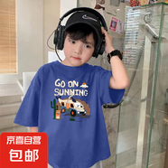 男童短袖T恤夏裝韓版純棉打底衫寬松中大童潮牌兒童裝帥氣上衣服 102-霧霾藍(lán)-xd11 110