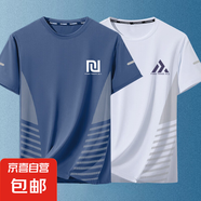 夏輕奢休閑圓領(lǐng)寬松冰絲網(wǎng)眼短袖速干透氣男士運動冰爽t恤百搭-SL 回形藍(lán)+金字塔白【T恤二件裝】 2XL  建議130-145斤