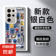 馬里奧適用三星s24/s25ultra手機(jī)殼磁吸S24+機(jī)械風(fēng)s23+新款galaxys23高級(jí)感S24U加防摔超薄23FE外 銀色-AC743馬里奧 三星Galaxy S24 Ultra