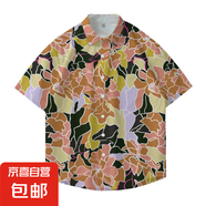 夏威夷沙灘花襯衫短袖男士寬松ins港風(fēng)日系復(fù)古潮牌襯衣情侶款 C64黃色 M