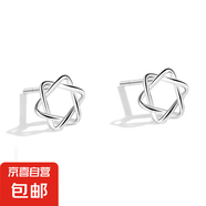 999純銀耳釘網(wǎng)紅女簡約耳環(huán)耳棒養(yǎng)耳洞防過敏耳飾 鏤空六芒星耳釘 通體s999足銀【白色禮盒】