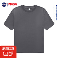 NASA GISS夏季純棉男女寬松休閑短袖T恤情侶潮流百搭ins圓領(lǐng)半袖 深灰色 L 125-140斤