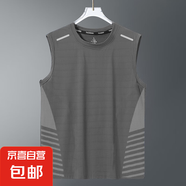 夏季背心男速干無(wú)袖T恤冰絲涼感運(yùn)動(dòng)上衣寬松跑步短袖訓(xùn)練健身服 純灰【斜紋蝴網(wǎng)背心】 XL 建議115-130斤