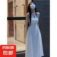 白色吊帶連衣裙子女2025夏季新款春秋長袖法式小個子初戀收腰長裙 白色【無袖款】 M