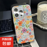花朵鏡子支架適用iphone16手機(jī)殼蘋果華為vivo小米OPPO榮耀防摔套 MD羽紗[滿屏]-透明-LIYIK100清新小花 OPPO r17