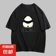220克純棉2025新款夏印花卡通可愛男女情侶圓領(lǐng)休閑T恤短袖B701YL 黑色【3486】 L