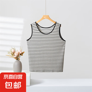新款圓領(lǐng)寬松條紋吊帶背心女針織衫無(wú)袖上衣百搭休閑款女士春夏季 黑色 均碼