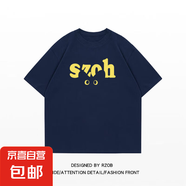 220克純棉小眾別致寬松上衣夏季潮流短袖T恤女中性風(fēng)insB701YL 1817藏藍(lán)色 M
