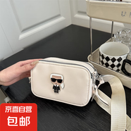 時尚撞色小方包女包2025新款個性簡約寬肩帶斜挎包單肩包豪6251 米色