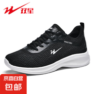 雙星男鞋超輕競速跑鞋夏季跑步鞋透氣網(wǎng)面鞋透氣減震慢跑運(yùn)動鞋 66401黑色 46