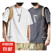 短袖t恤男2025夏季寬松潮流圓領(lǐng)男裝半袖體恤上體恤上衣純棉1201 7組合 白+灰 5XL 180-195斤