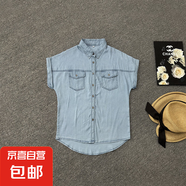 日韓牛仔衫女2025年新款夏裝港風(fēng)寬松上衣百搭短袖牛仔襯衫#25012 淺藍(lán) XL （建議105-130斤）