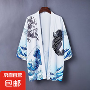 國(guó)風(fēng)繪薄款男女情侶仙鶴道袍七分袖防曬披風(fēng)和服夏季中國(guó)風(fēng)漢新款 白色 XL