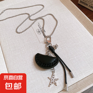 咖色小狗鑰匙扣項鏈ins小眾百搭設計毛衣鏈女高級感時尚飾品配飾 項鏈-黑色-銀色