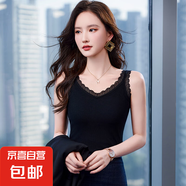 純色彈吊帶背心女2025春夏新款西裝內(nèi)搭打底衫韓版修身蕾絲上衣 黑色 （RF0051） 3XL 碼127-135斤