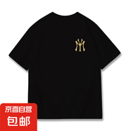 220克純棉夏季短袖T恤男女時(shí)尚個(gè)性潮流簡(jiǎn)印花圓領(lǐng)上衣情侶B701YL 黑色【3503】 XL