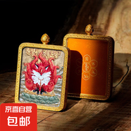 【非遺手繪】狐仙唐卡祈福庇佑名非遺傳承西藏手繪唐卡 黃銅-紅泥狐仙