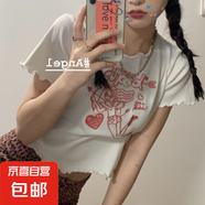 白色短袖T恤女2025夏季新款韓版露臍短款學(xué)生刺繡上衣潮女裝 白色 L