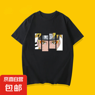 200克純棉火影忍者印花t恤兒童男童短袖夏個性復古潮上衣BT701YL 黑色【3533】 160